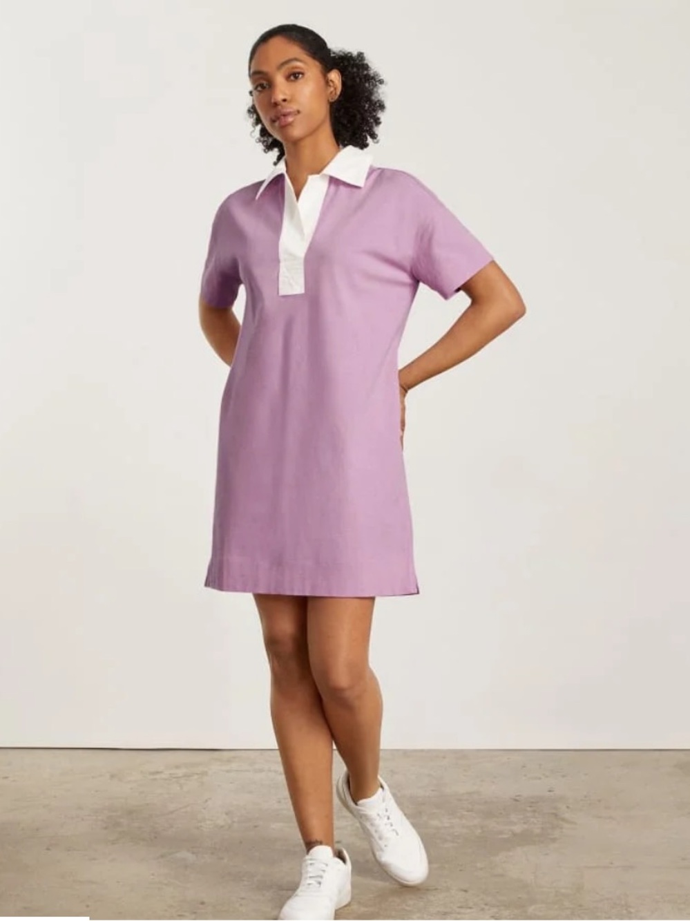 Everlane THE ORGANIC COTTON POLO DRESS Lilac Size Medium